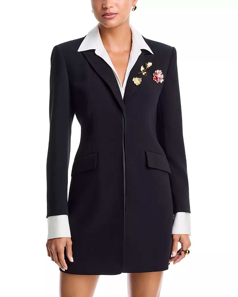 Cinq a Sept Indra Brooch Embellished Blazer Dress