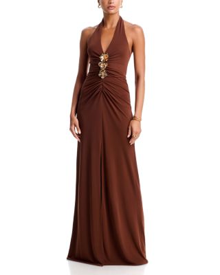 Kessan Gathered Halter Neck Maxi Dress