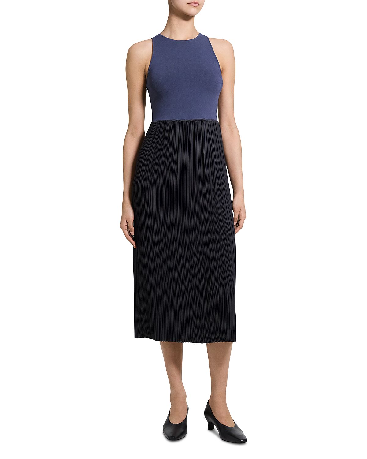 Theory Pleated Midi Tank Dress