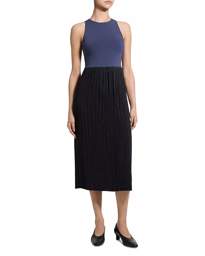 Theory Pleated Midi Tank Dress