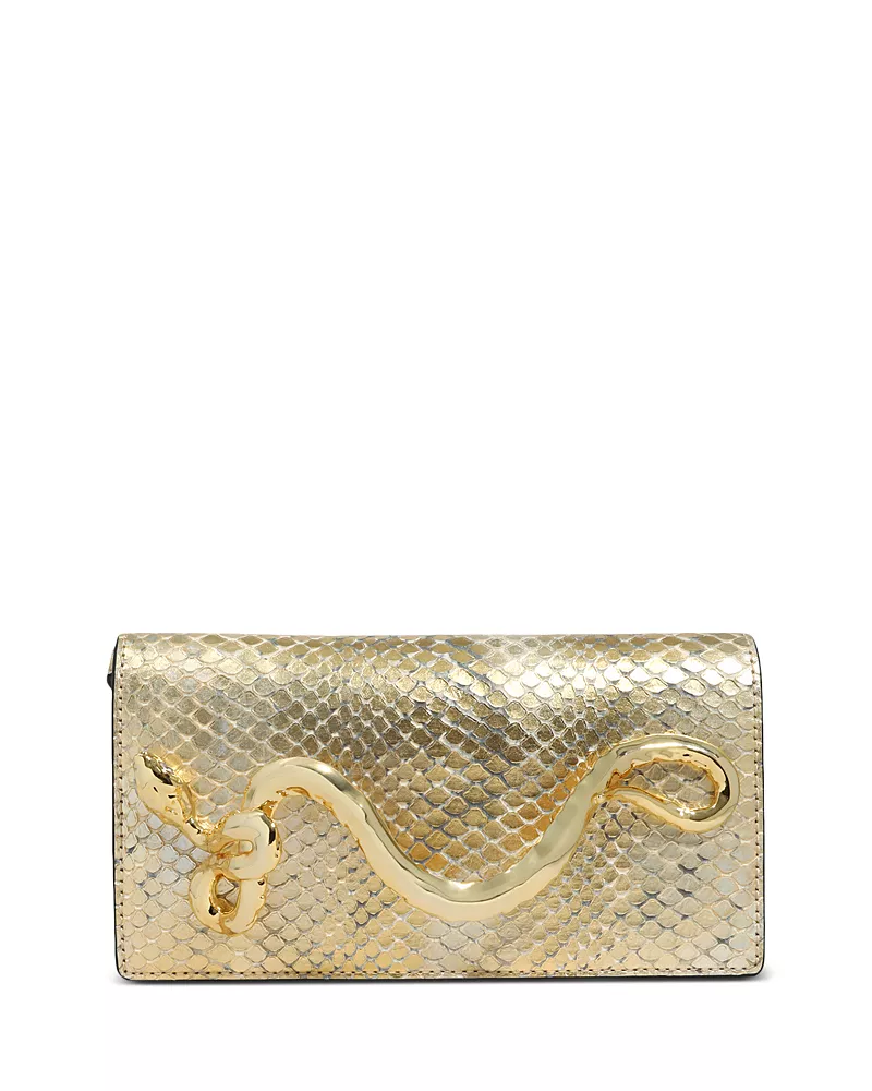 Alexis Bittar Serpent Side Handle Embossed Metallic Leather Clutch