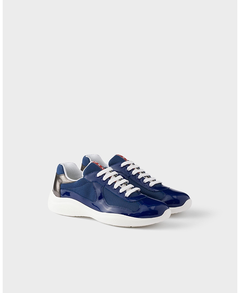 Prada Men's Patent Leather and Technical Fabric America's Cup Sneakers