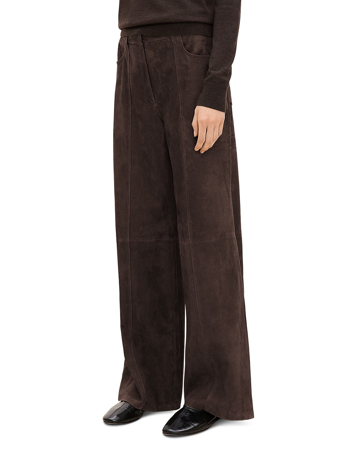 Theory High Rise Suede Wide Leg Jeans