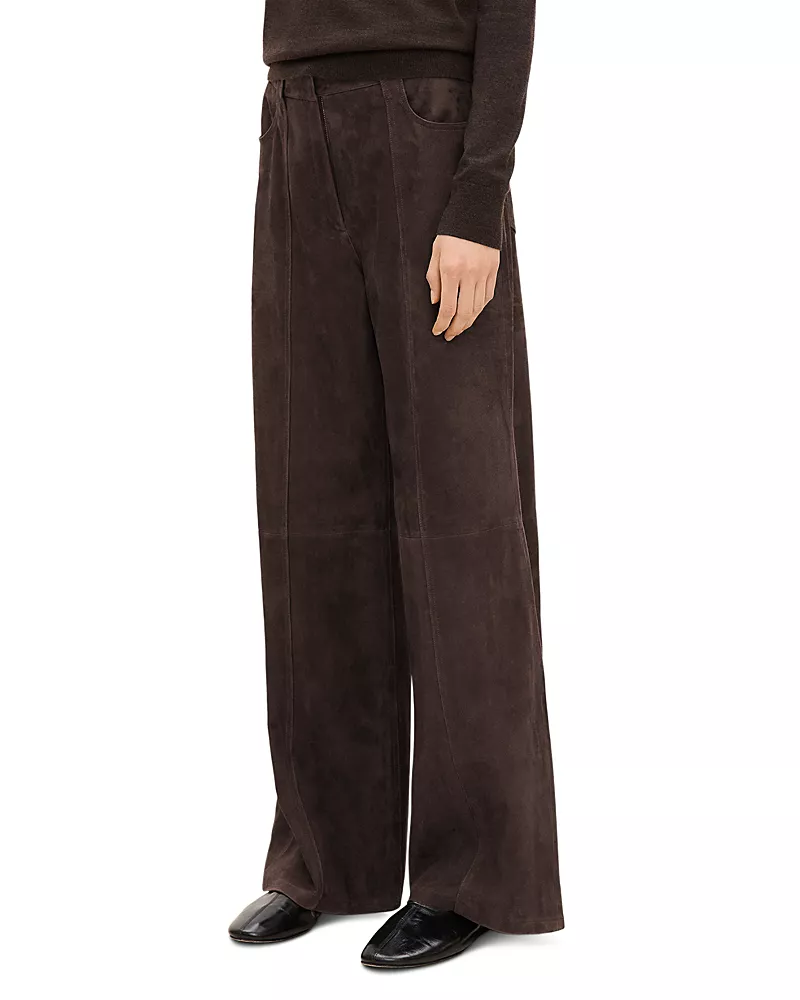Theory High Rise Suede Wide Leg Jeans