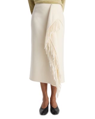 Double Faced Wool Cashmere Fringe Skirt