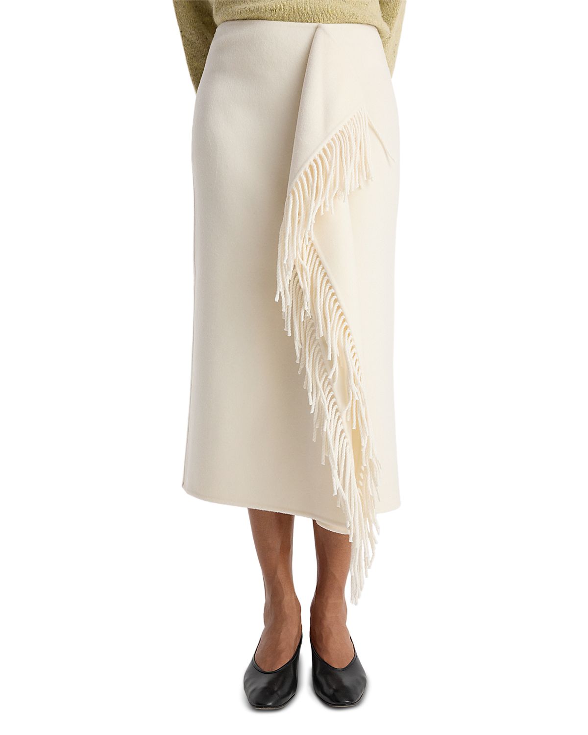 Rohe Double Faced Wool Cashmere Fringe Skirt