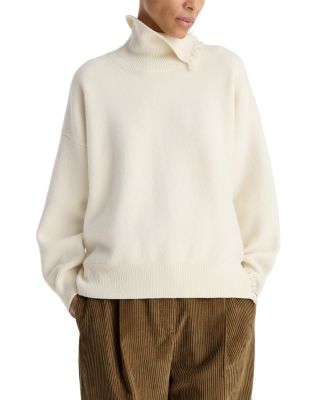 Raw Detail Wool Blend Turtleneck Sweater
