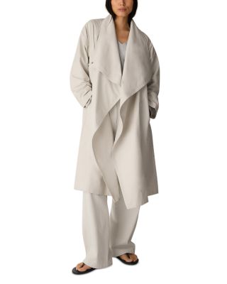 Draped High Collar Mid Length Coat