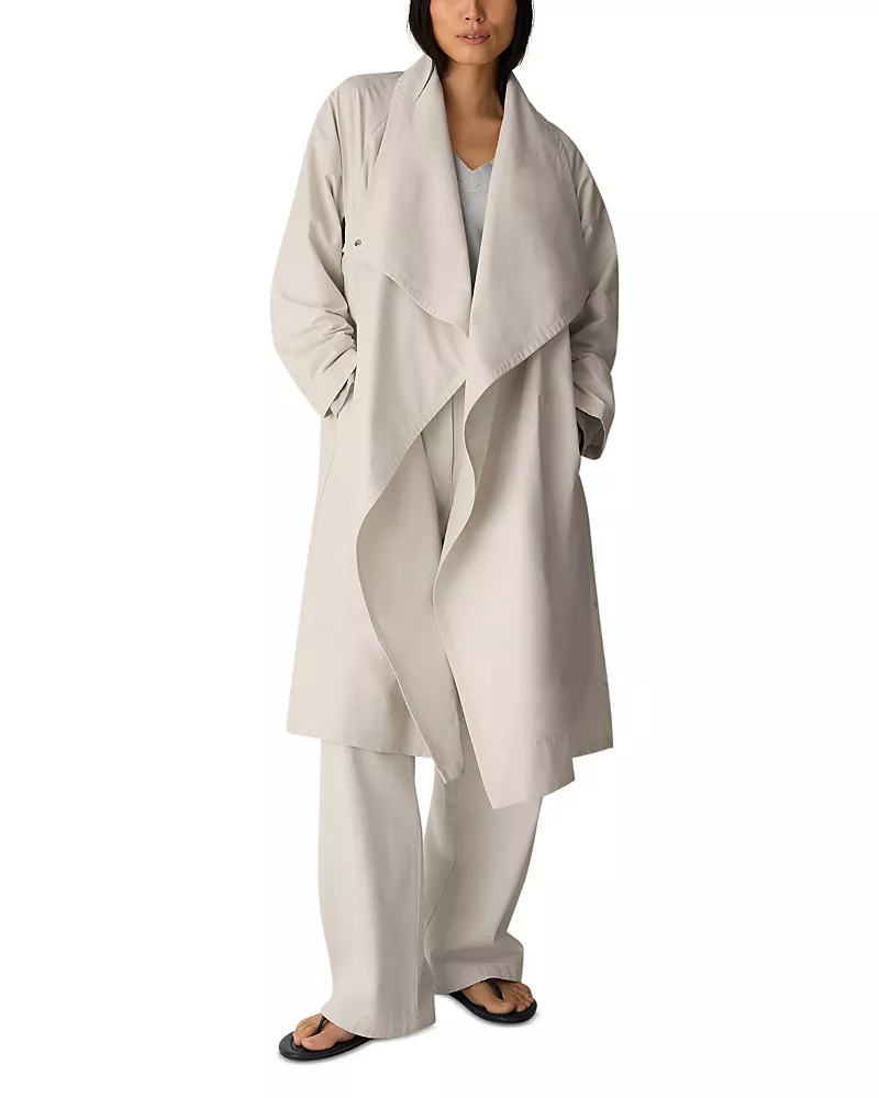 Eileen Fisher Draped High Collar Mid Length Coat