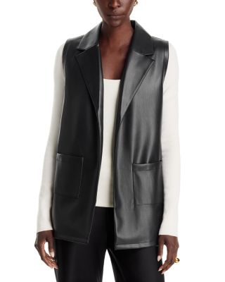 Faux Leather Front Sweater Vest