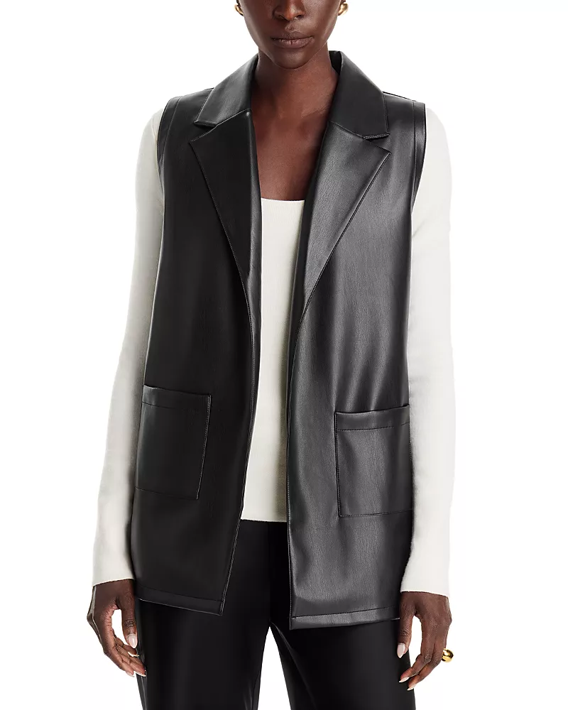 Sioni Faux Leather Front Sweater Vest