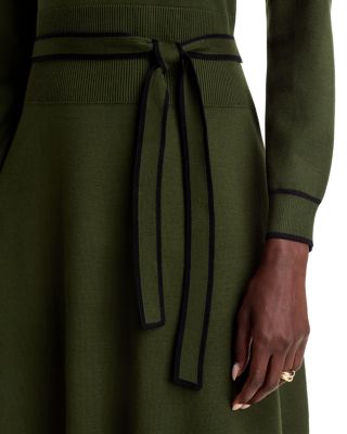 Contrast Trim Belted Dress - thumbnail 3