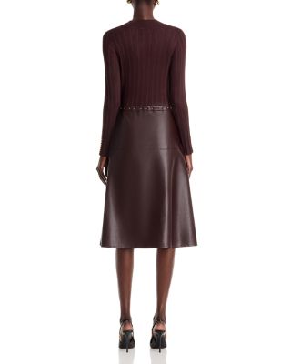 Mock Neck Mixed Media Studded Dress - thumbnail 9