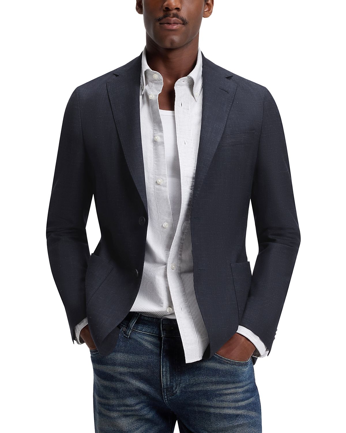 Boss C-Hanry Wool & Linen Melange Unstructured Slim Fit Suit Jacket