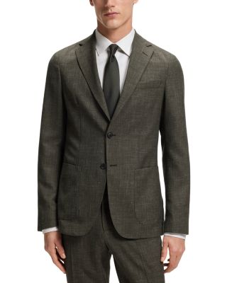 Wool & Linen Melange Unstructured Slim Fit Suit Jacket