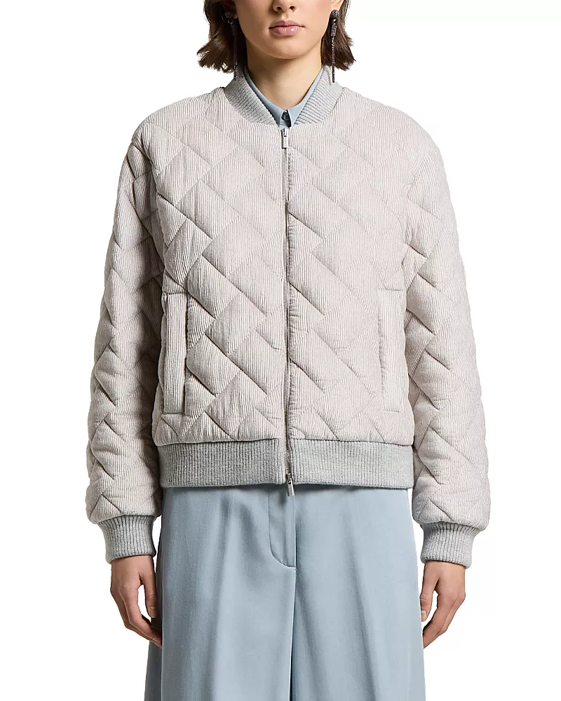 Peserico Quilted Velvet Bomber Jacket