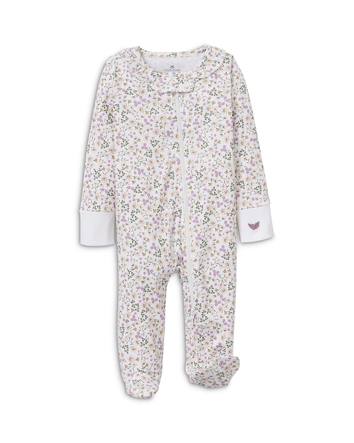Petite Plume Girls' Meadow Bloom Cotton Footie Romper - Baby
