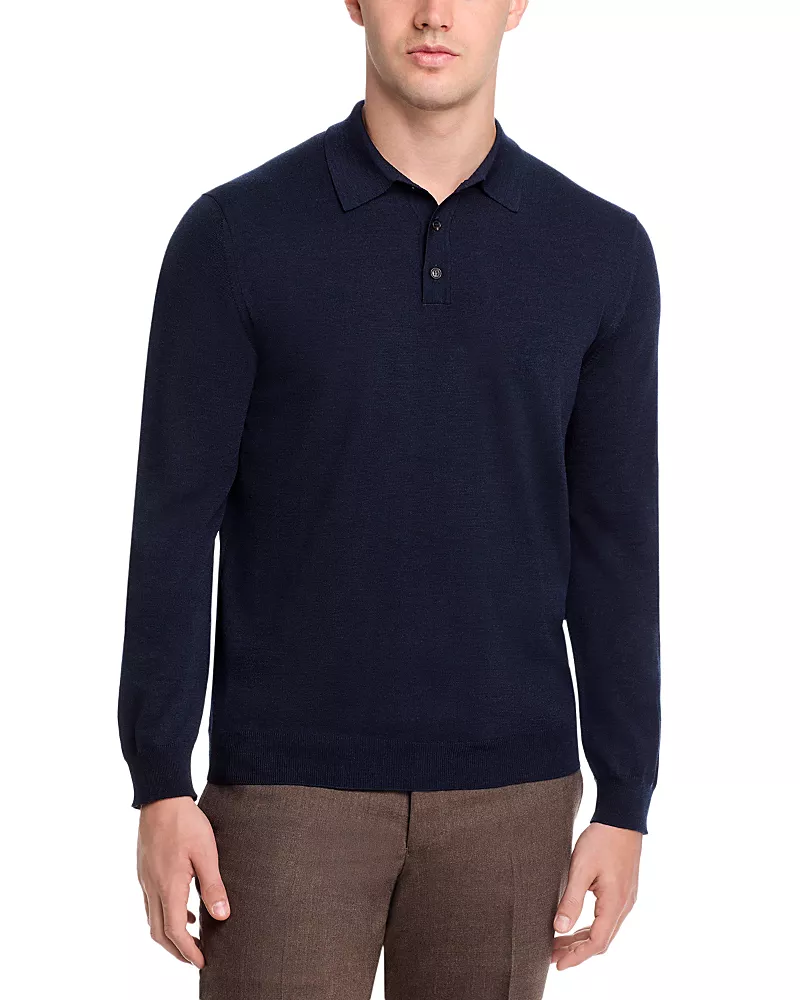 Slowear Flex Wool Blend Three Button Polo Sweater
