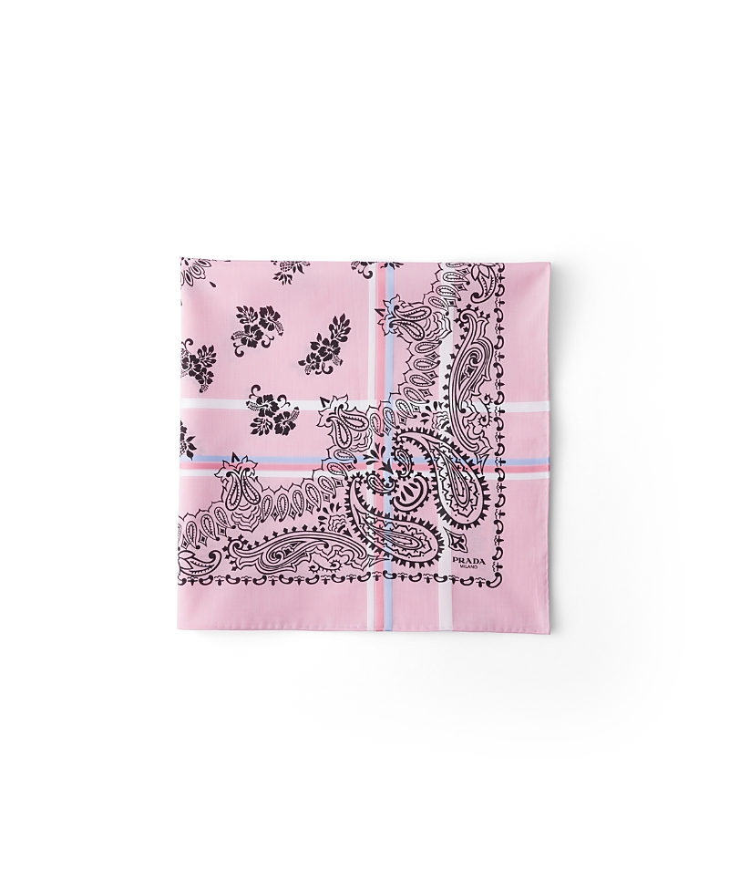Prada Printed Cotton Scarf 65 In Pink/sky Blue