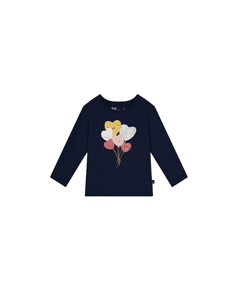 Deux par Deux Girls' Organic Cotton Heart Balloon Long Sleeve T-Shirt - Baby