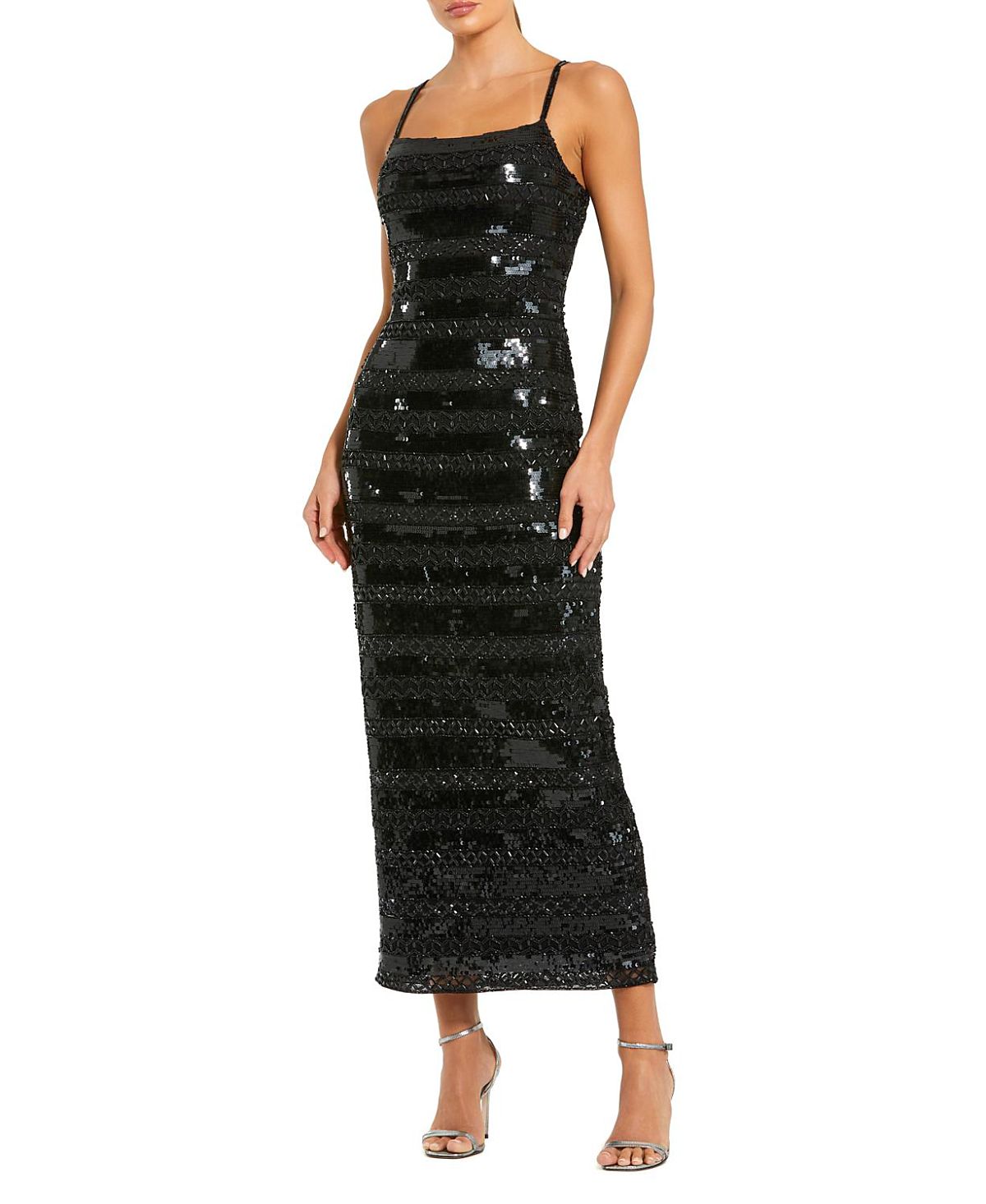 Mac Duggal Embellished Spaghetti Strap Midi Dress
