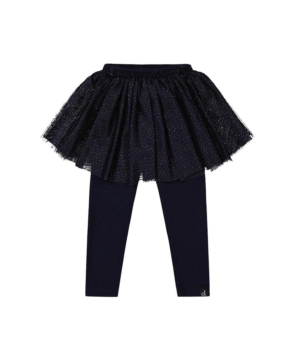 Deux par Deux Girls' Ribbed Elastic Waist Tulle Skirt Leggings - Baby
