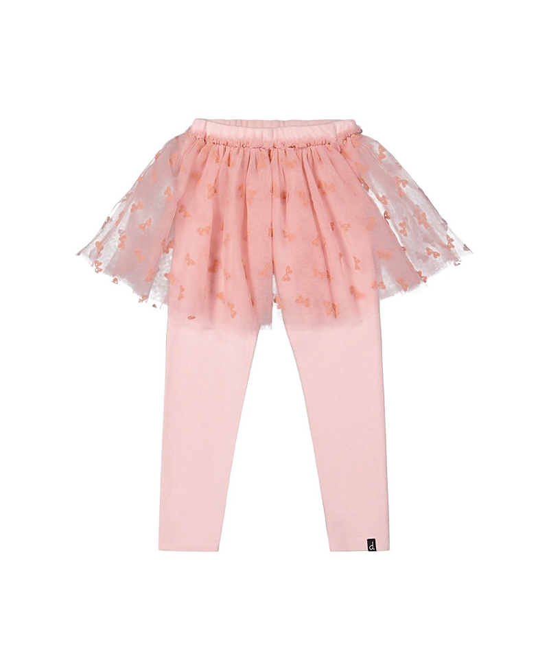 Deux par Deux Girls' Ribbed Elastic Waist Tulle Skirt Leggings - Baby