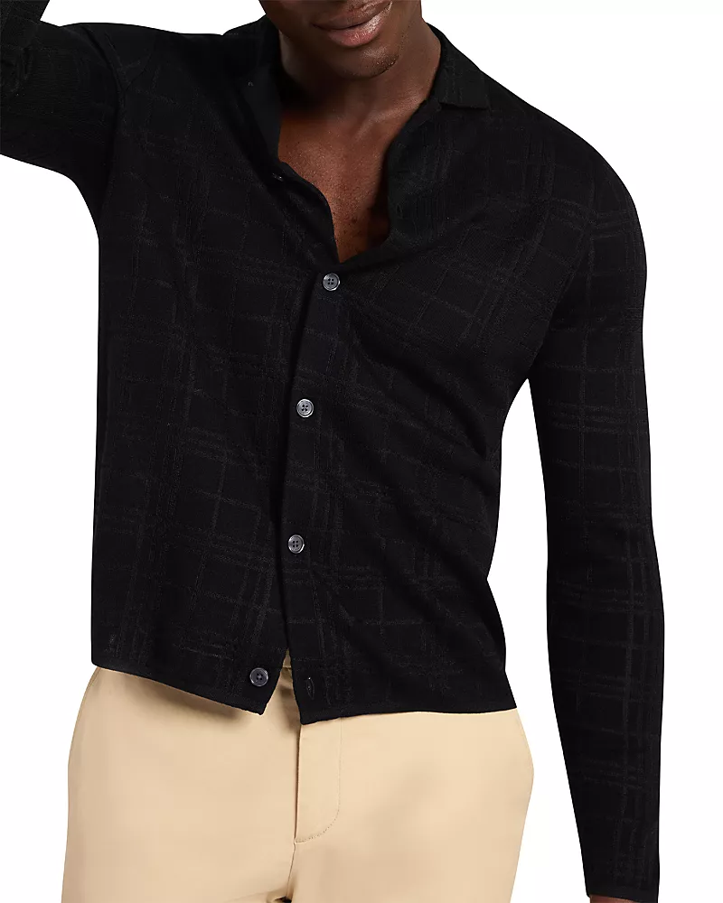 Ted Baker Mcline Soft Check Long Sleeve Sweater Polo