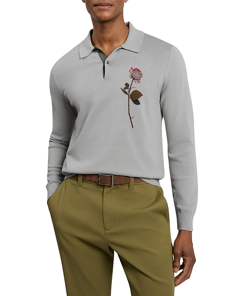 Ted Baker Maeliss Long Sleeve Floral Print Sweater Polo