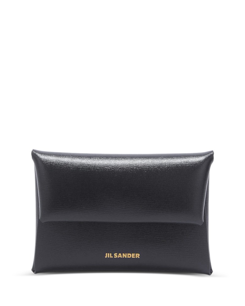Jil Sander Leather Envelope Snap Wallet in Black