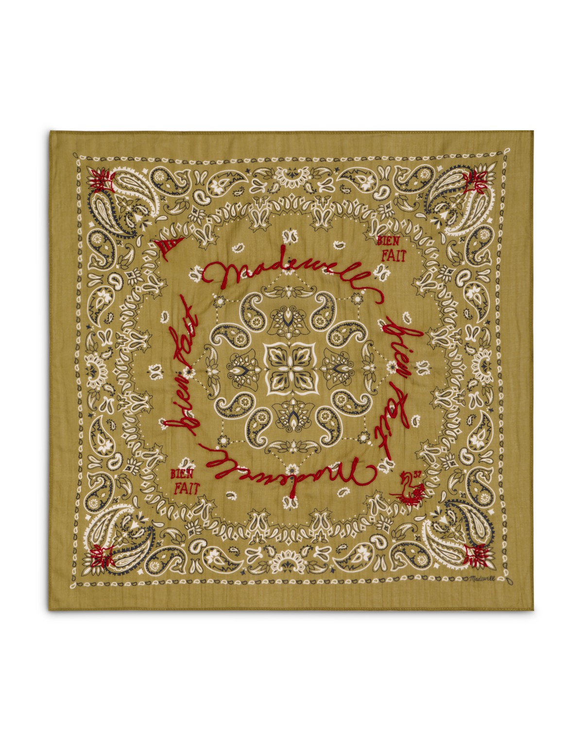 Embroidered Cotton Bandana Scarf