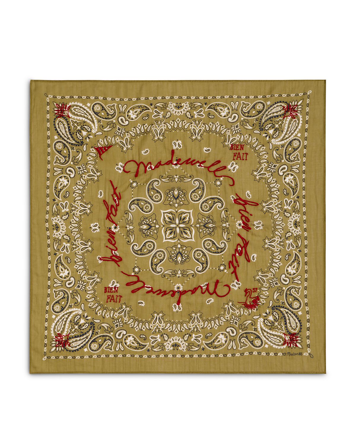 Madewell Embroidered Cotton Bandana Scarf