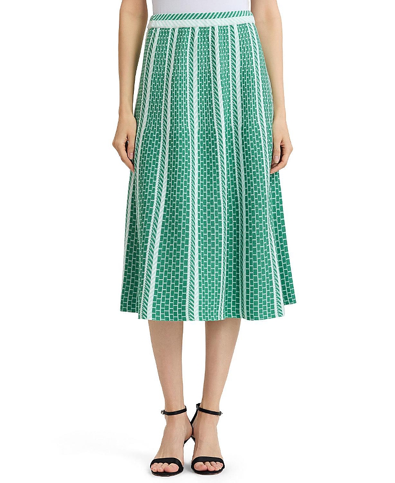 Ming Wang Roadmap Pattern Soft Knit Midi Skirt