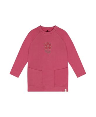  Girls' Long Raglan Sleeves Relaxed Brushed Flower Tunic Top - Big Kid