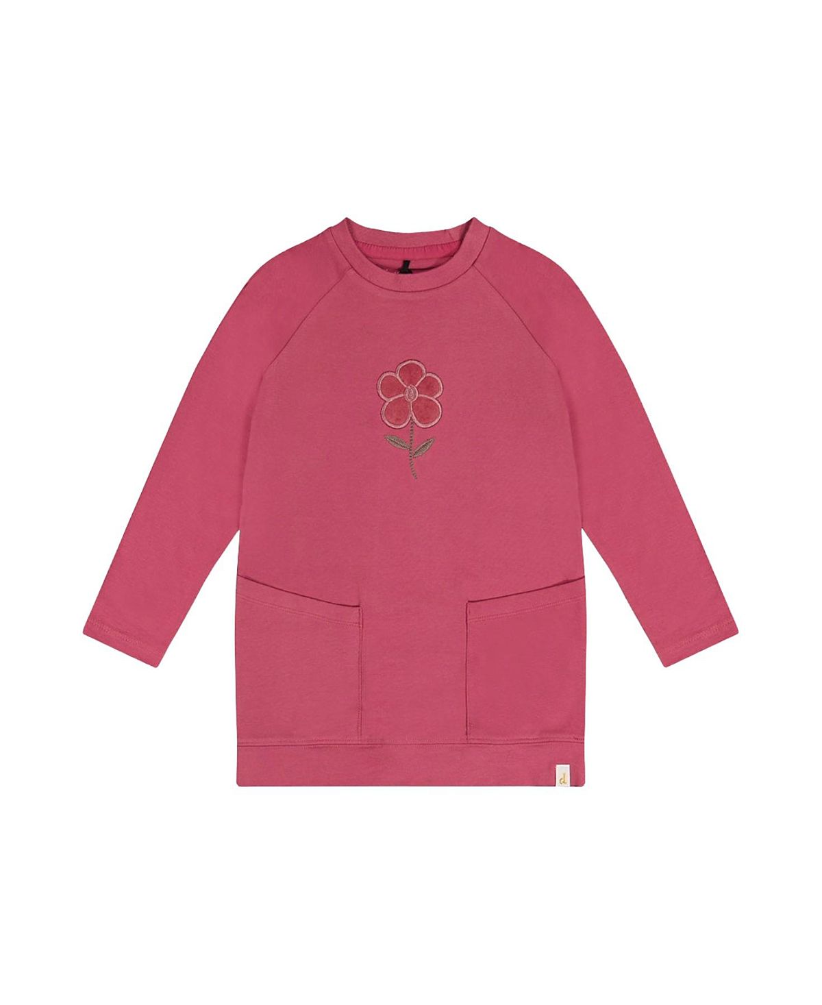 Deux par Deux Girls' Long Raglan Sleeves Relaxed Brushed Flower Tunic Top - Big Kid