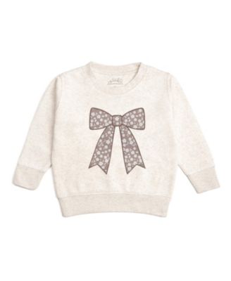 Girls' Mocha Floral Bow Patch Sweatshirt - Baby, Little Kid