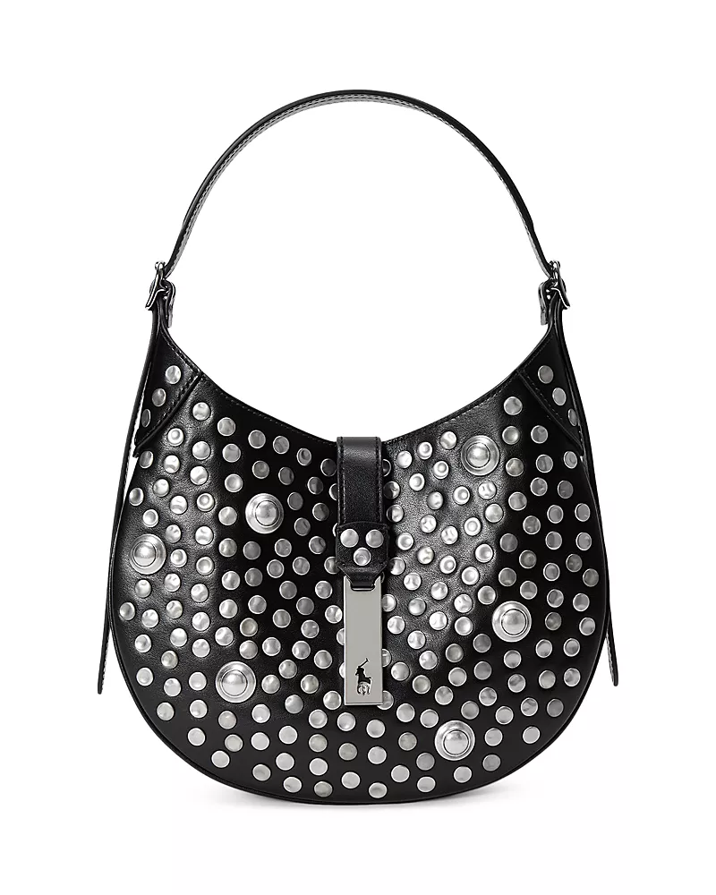 Polo Ralph Lauren Polo Id Small Studded Leather Shoulder Bag