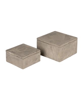  Contemporary Cement Boxes with Lids, Set of 2
