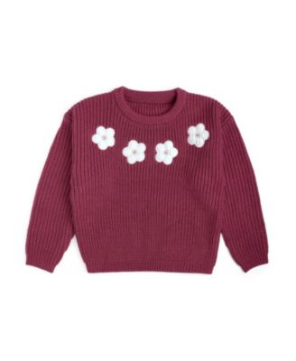 Girls' Floral Applique Sweater - Baby, Little Kid