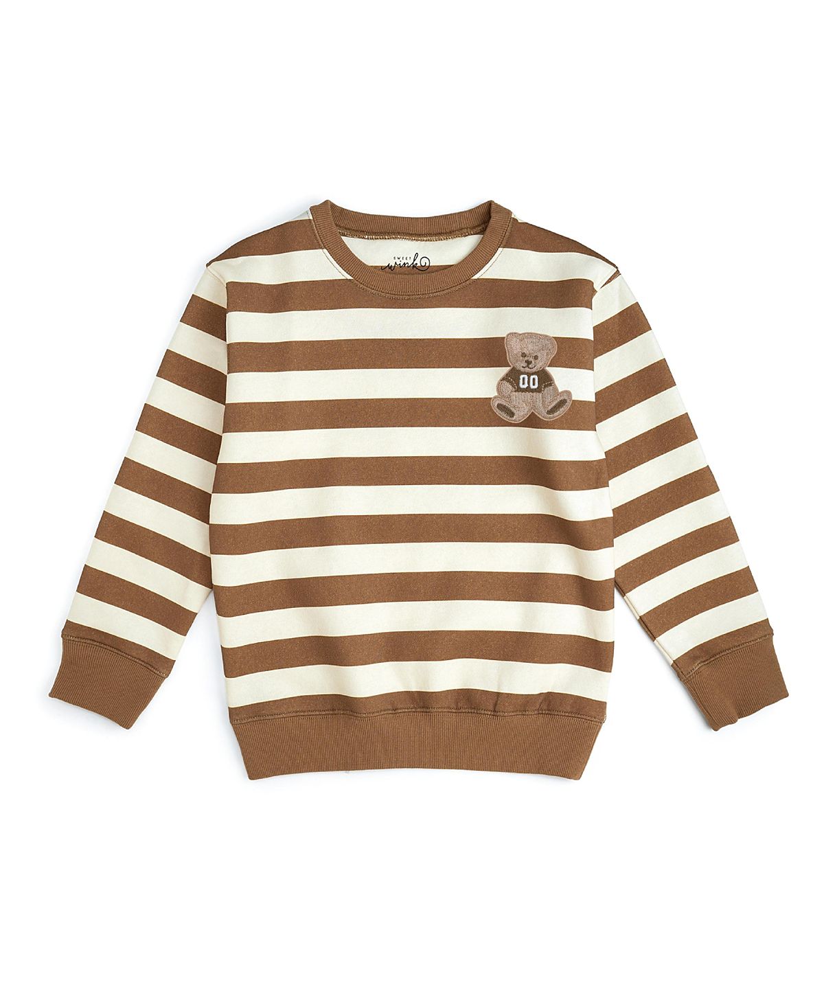 Sweet Wink Boys' Teddy Bear Patch Striped Sweatshirt - Baby, Little Kid
