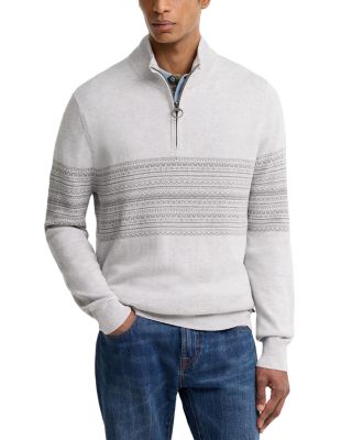 Millwood Cotton Blend Half Zip Stripe Sweater
