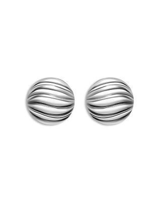 Sculpted Cable Stud Earrings in Sterling Silver, 9mm