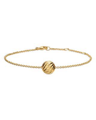 David Yurman Sculpted Cable Center Station Chain Bracelet in 18K Yellow Gold, 10mm