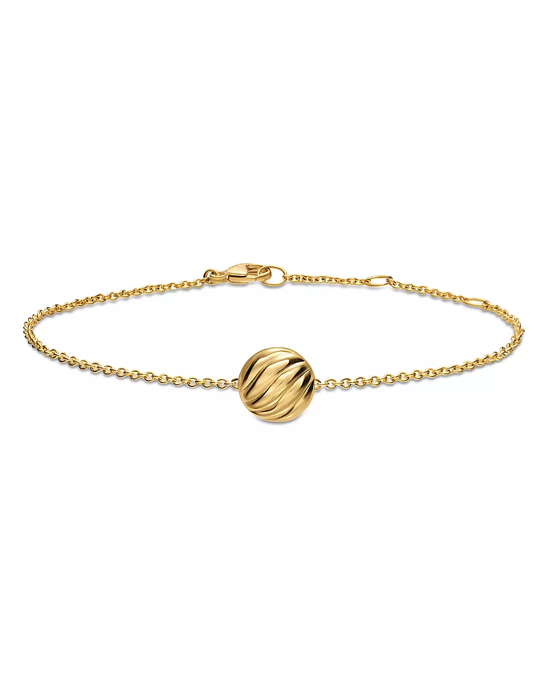 David Yurman Sculpted Cable Center Station Chain Bracelet in 18K Yellow Gold, 10mm