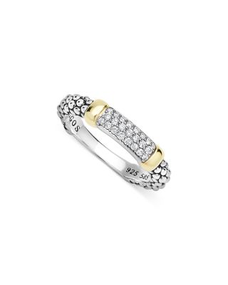 14K Yellow Gold & Sterling Silver Signature Caviar Diamond Pav&eacute; Station Ring, 0.19 tcw