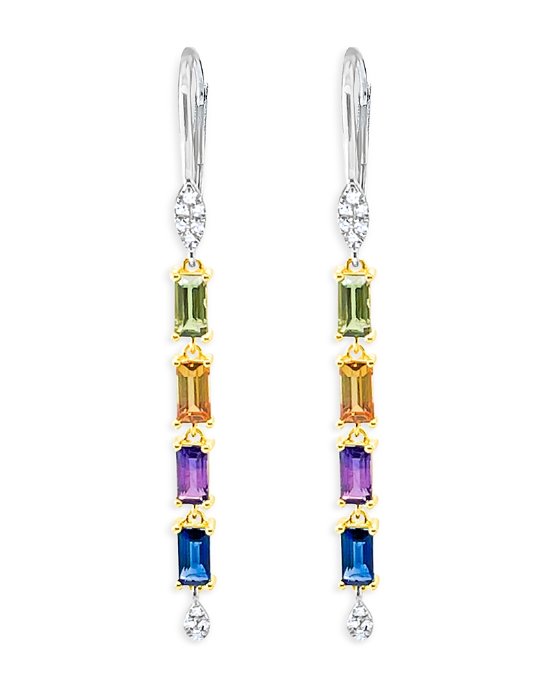 Meira T 14K White & Yellow Gold Rainbow Sapphire & Diamond Linear Drop Earrings