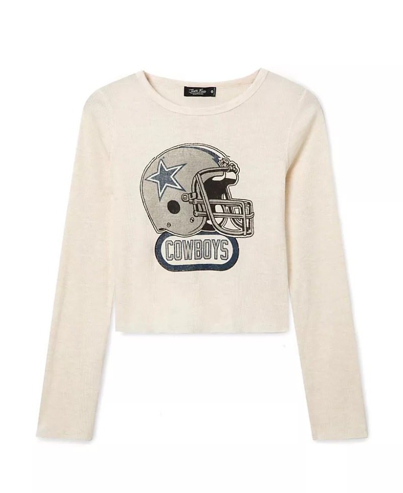 Junk Food Clothing Women's Dallas Cowboys Helmet Crop Thermal