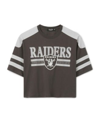  Women's Las Vegas Raiders Striped Bling Crop Tee