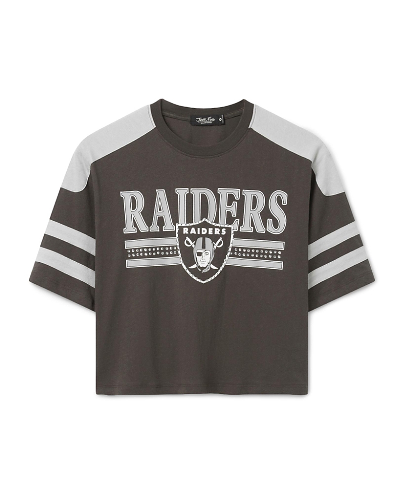 Junk Food Clothing Women's Las Vegas Raiders Striped Bling Crop Tee
