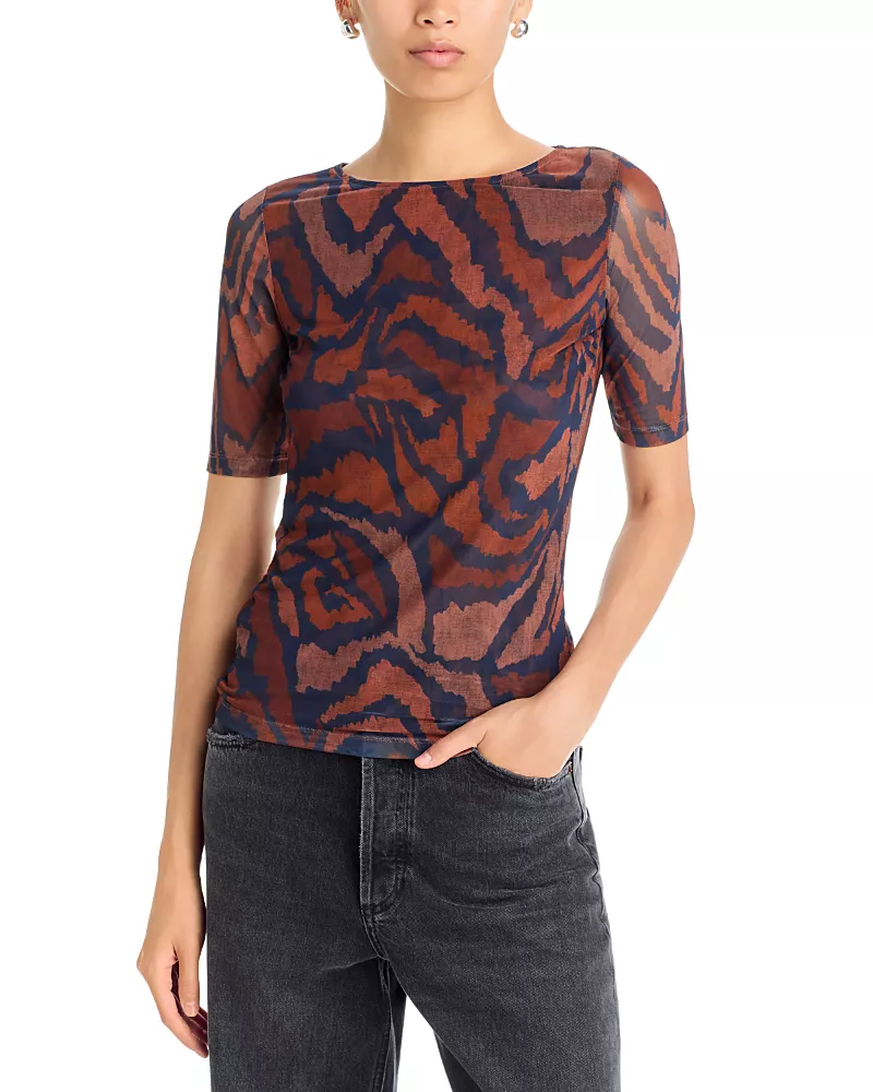 Johnny Was Elbow Sleeve Boat Neck Top